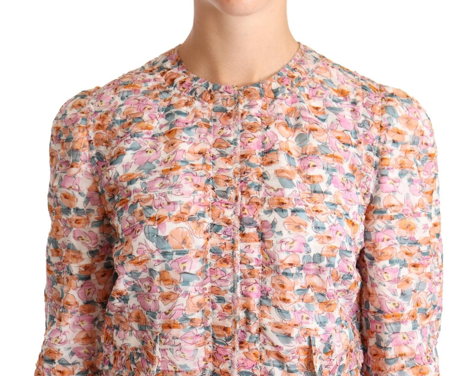 Dolce & Gabbana Multicolor Floral Print Seiden-Trenchcoat Jacke