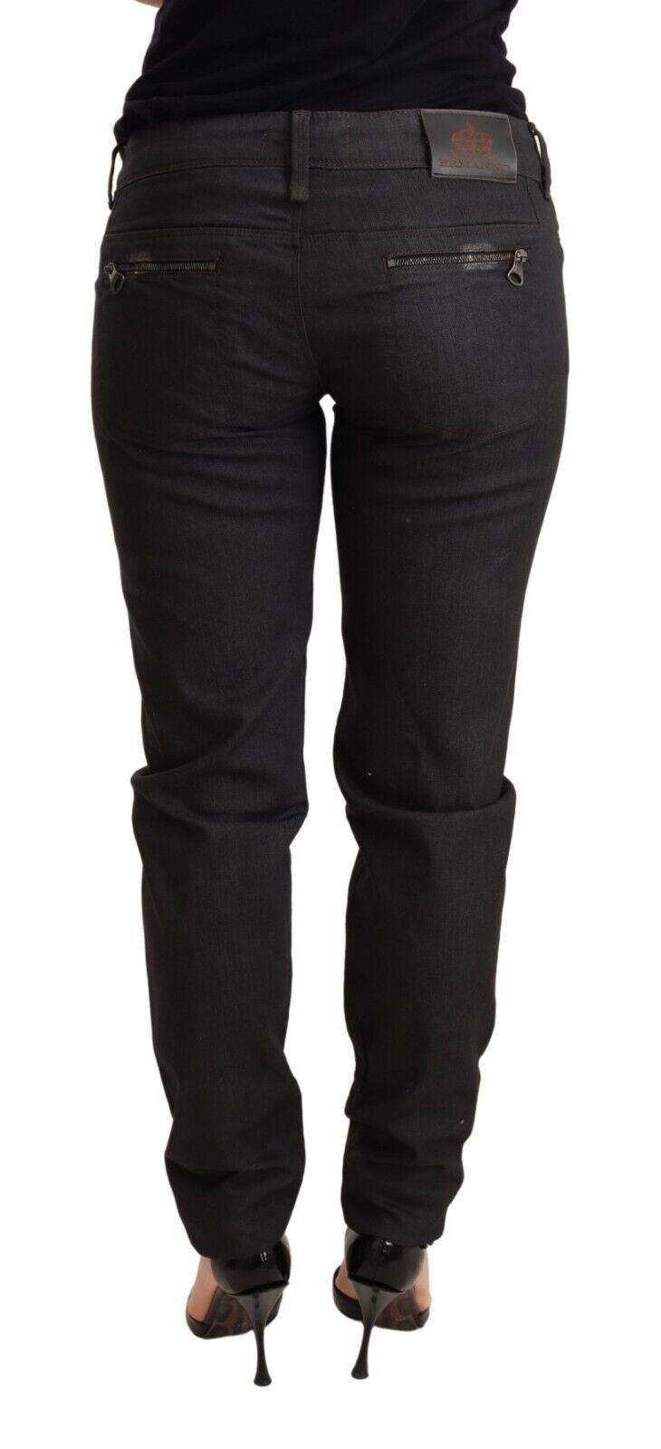 Ermanno Scervino Schwarze Skinny Slim Trouser Baumwolljeans mit niedriger Taille