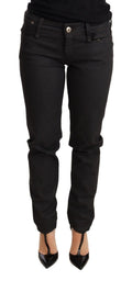 Ermanno Scervino Schwarze Skinny Slim Trouser Baumwolljeans mit niedriger Taille