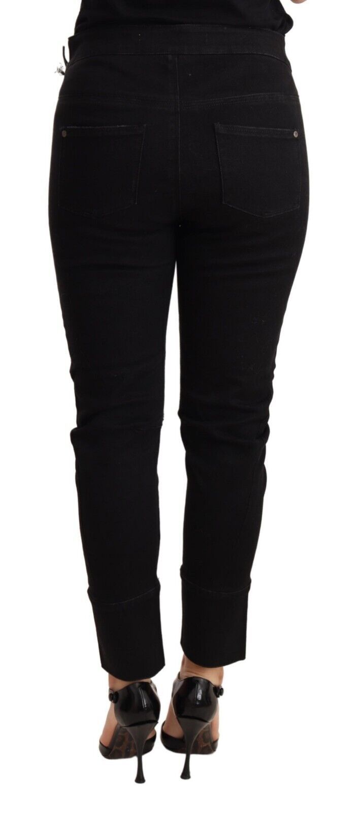 Ermanno Scervino Schwarze Skinny Slim Trouser Baumwolljeans mit niedriger Taille