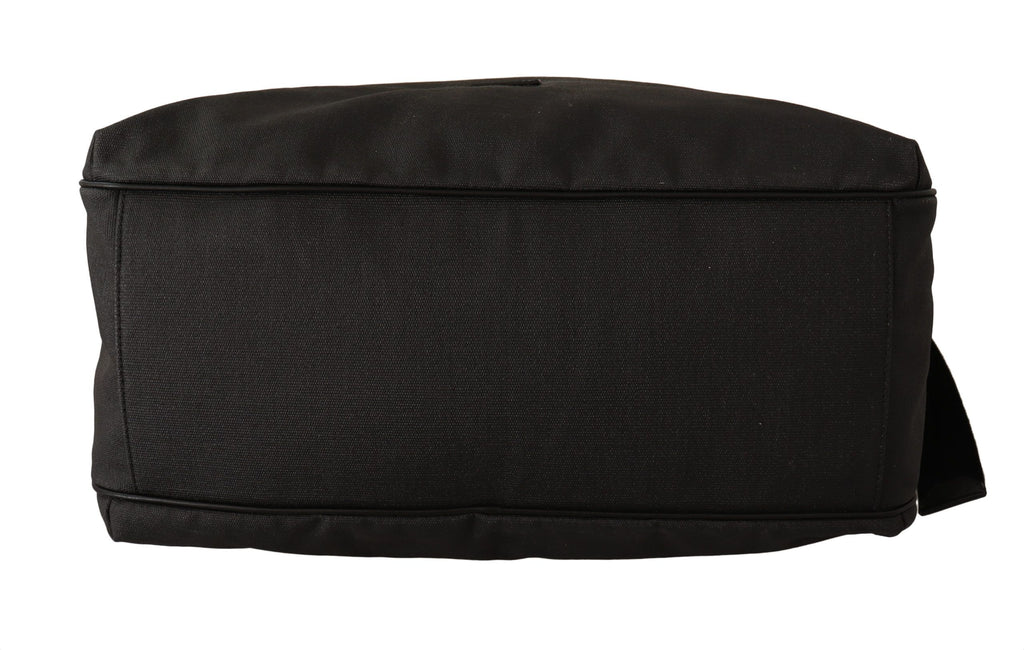 Dolce & Gabbana Schwarze Denim-Leder-Schulterriemen-Messengertasche