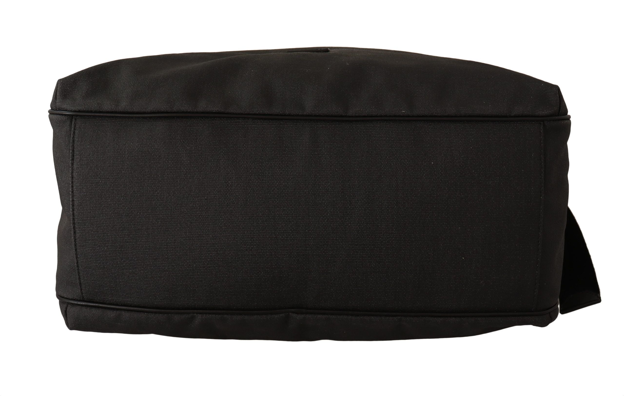 Dolce & Gabbana Schwarze Denim-Leder-Schulterriemen-Messengertasche