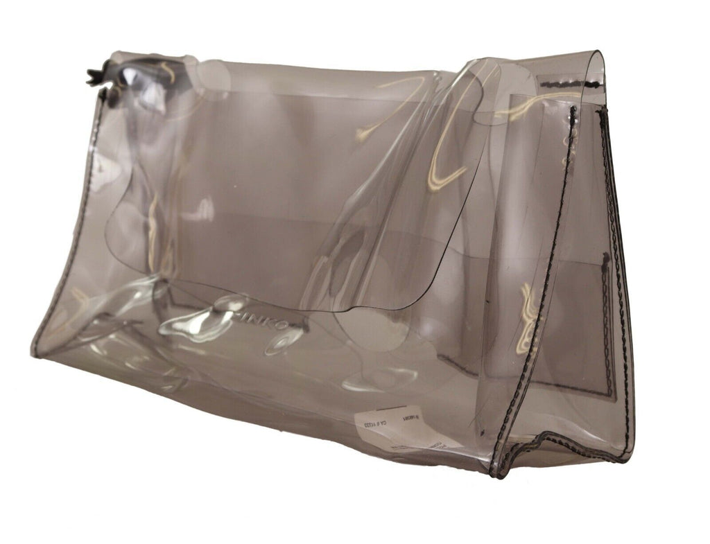 PINKO Schwarzer durchsichtiger Plastikbeutel Handtasche Clutch Bag