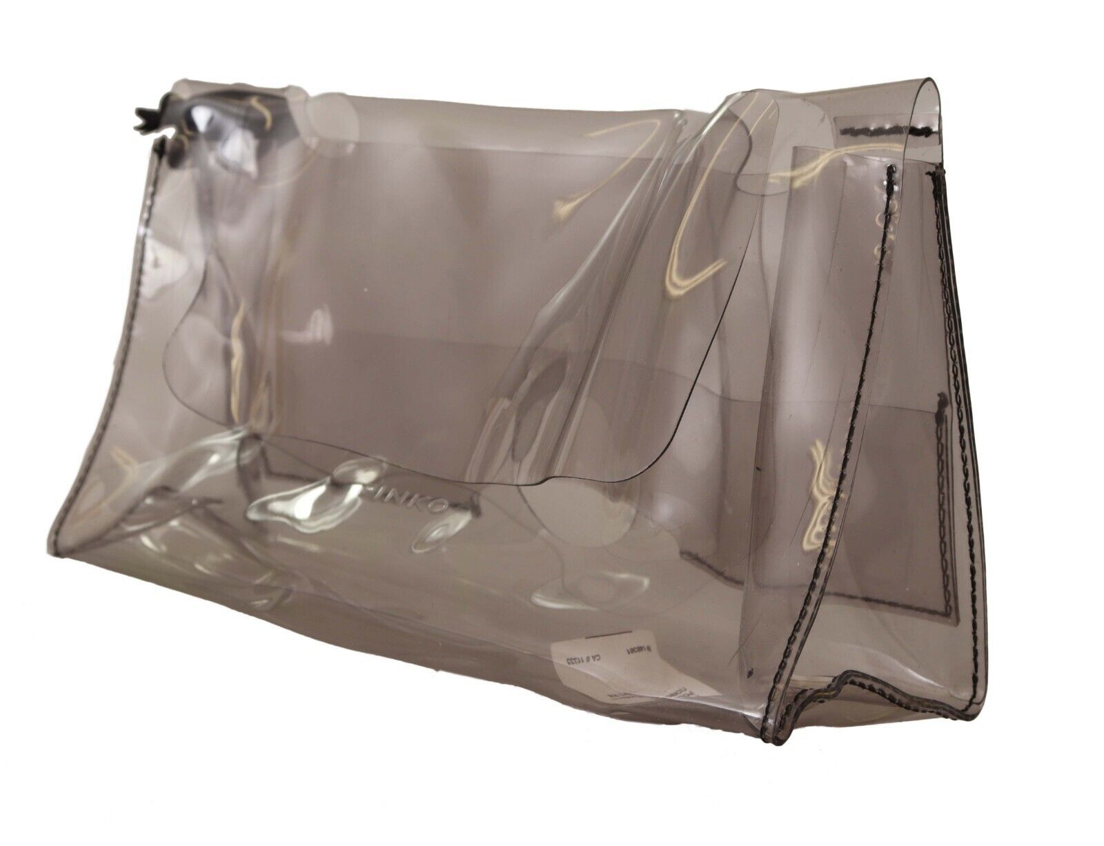 PINKO Schwarzer durchsichtiger Plastikbeutel Handtasche Clutch Bag