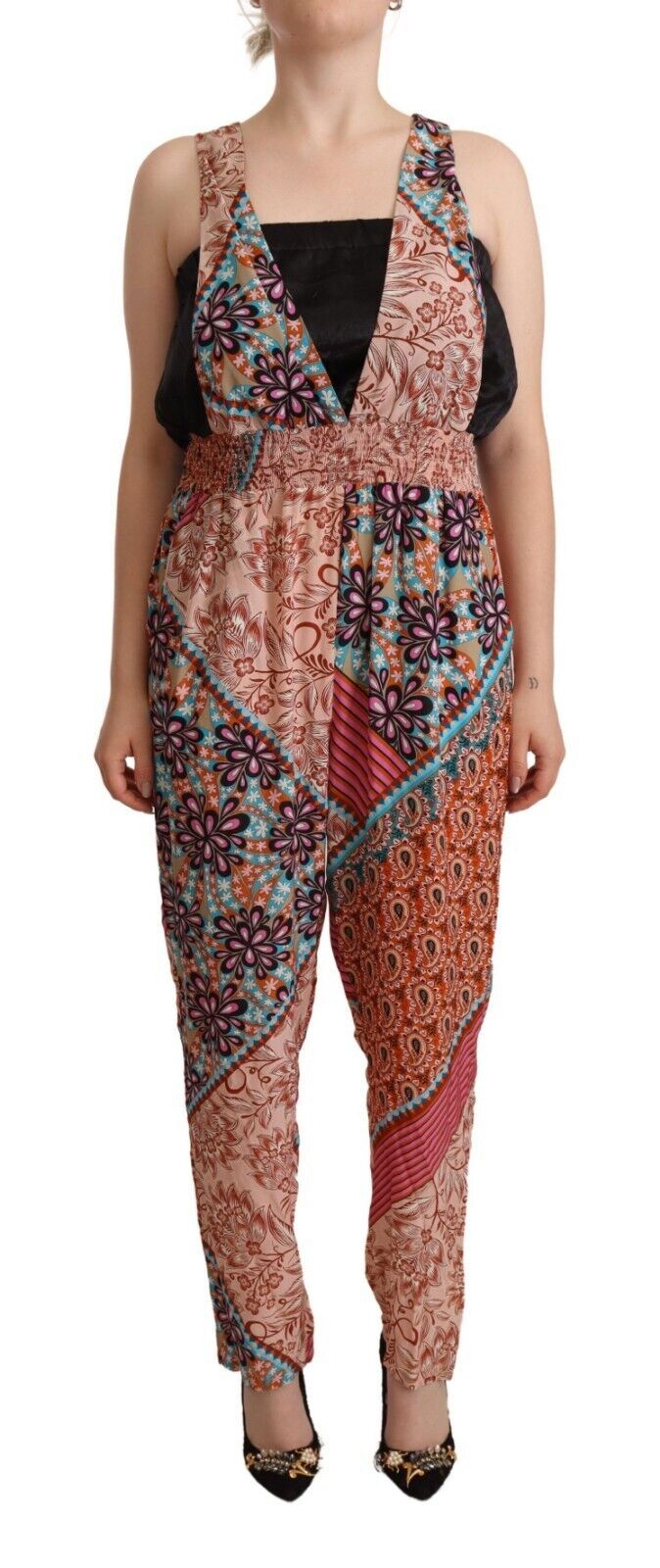 PINKO Multicolor Viskose Floral Print Damen Jumpsuit Kleid