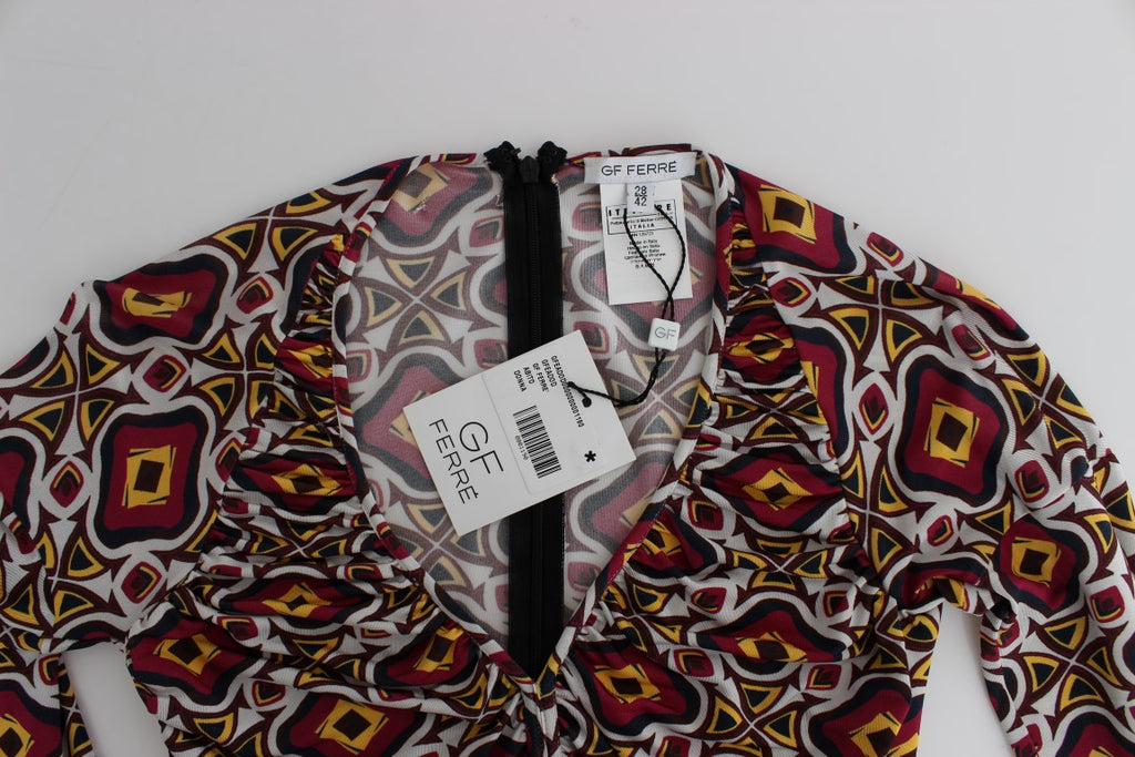 GF Ferre Multicolor Langärmeliges Viskose-Schiebekleid