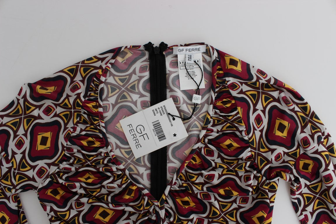 GF Ferre Multicolor Langärmeliges Viskose-Schiebekleid