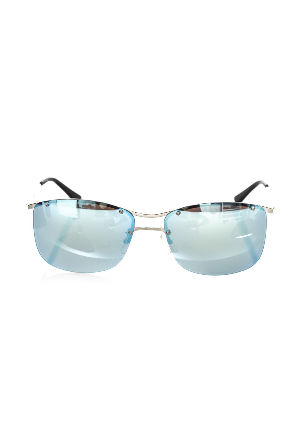 Frankie Morello Silberne Metallic-Sonnenbrille für Männer