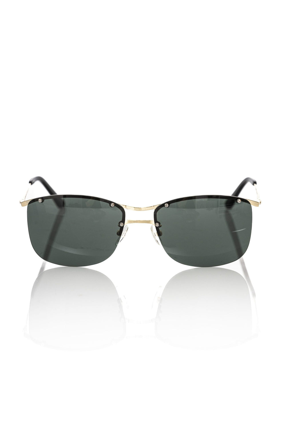 Frankie Morello Schwarze Metallic-Faser-Sonnenbrille für Männer