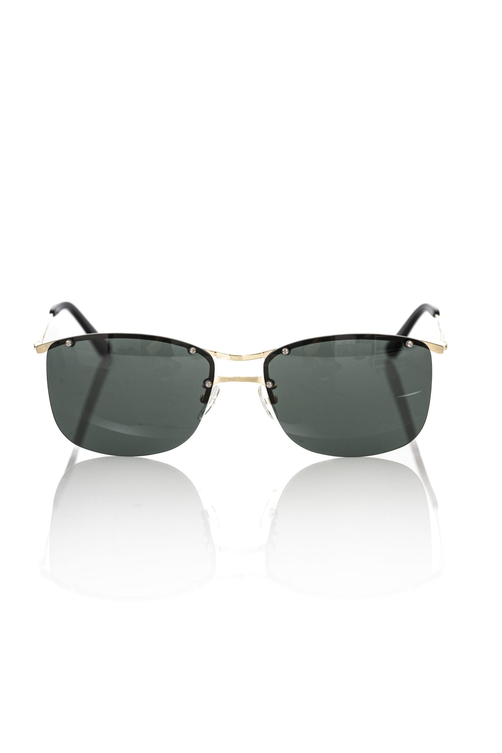 Frankie Morello Schwarze Metallic-Faser-Sonnenbrille für Männer