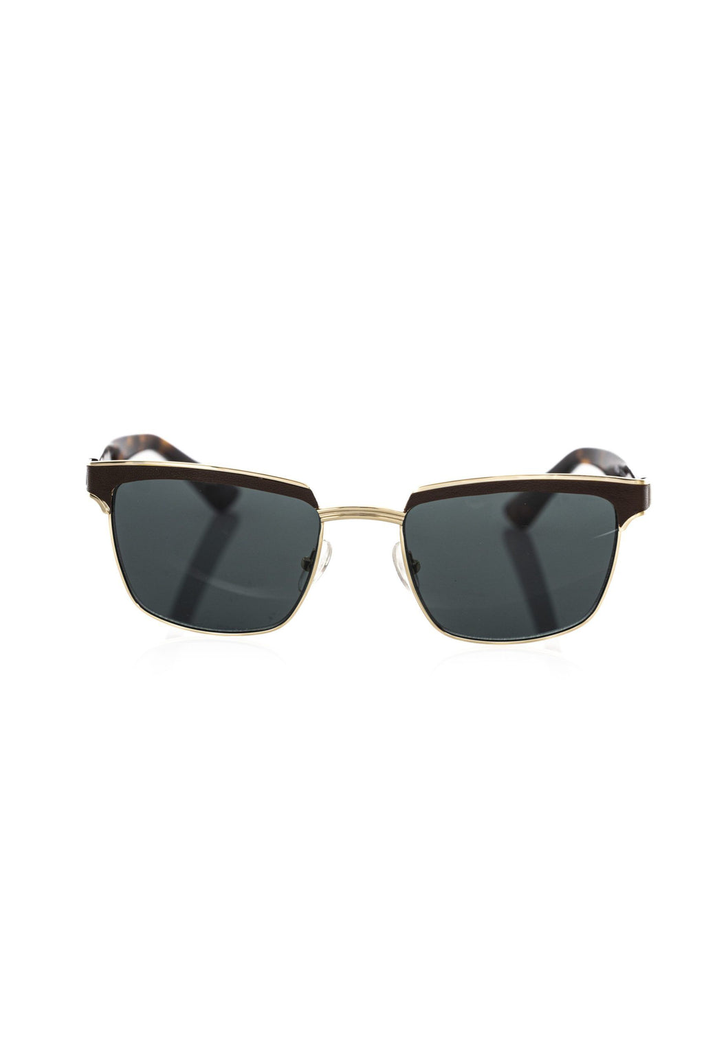 Frankie Morello Braune Clubmaster-Sonnenbrille für Herren aus Metallfaser