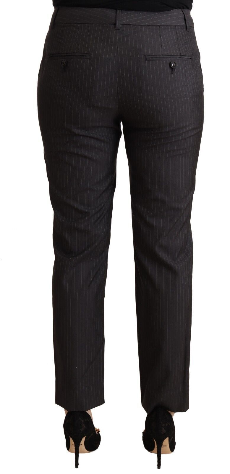 Dolce & Gabbana Schwarz gestreifte Woll-Tapered-Hose