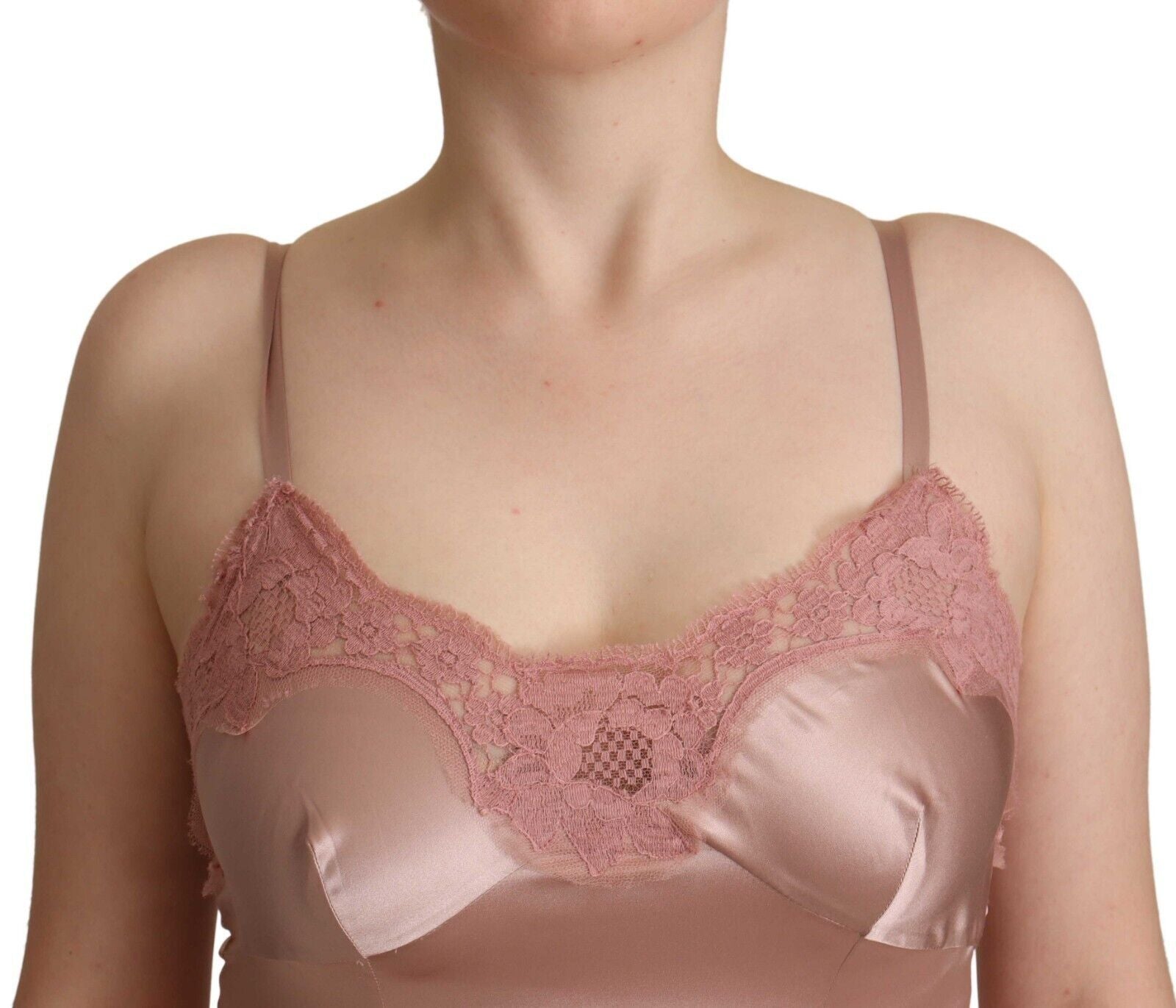 Dolce & Gabbana Rosa Spitze Langes Bodycon Maxi Kleid aus Polyester