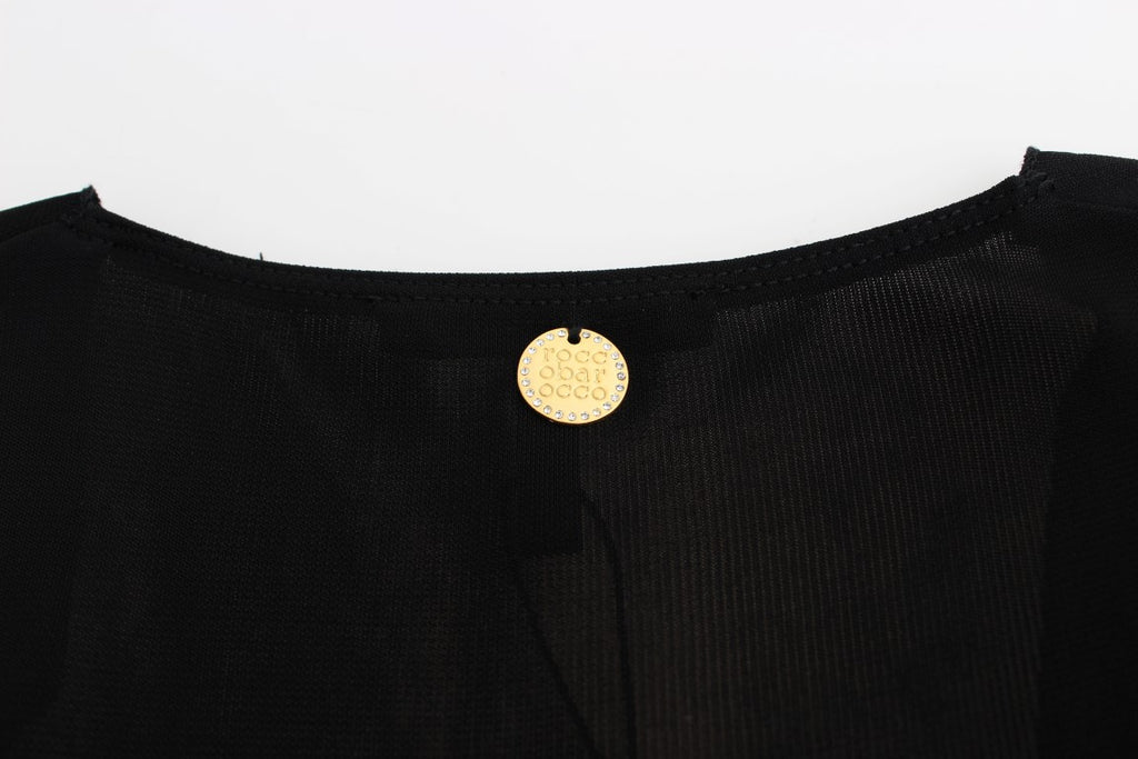 Roccobarocco Schwarzes verschönertes Jersey-Mini-Etuikleid