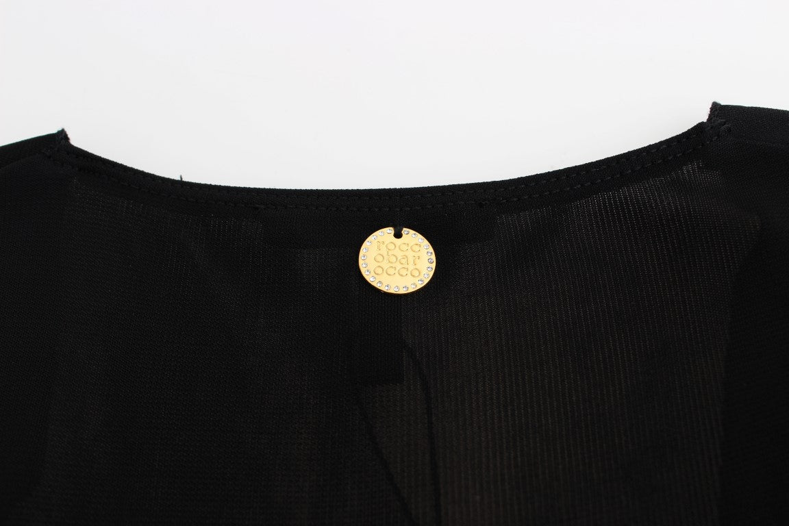 Roccobarocco Schwarzes verschönertes Jersey-Mini-Etuikleid