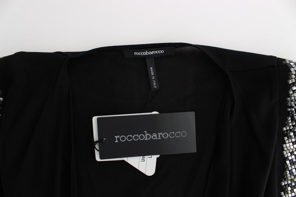 Roccobarocco Schwarzes verschönertes Jersey-Mini-Etuikleid