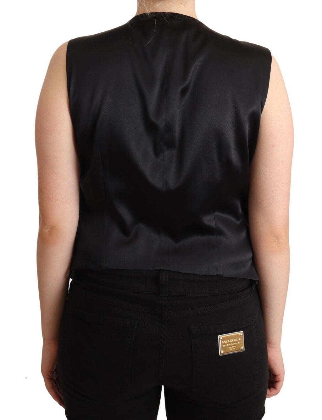 Dolce & Gabbana Schwarzer Button Down Ärmellose Weste Waiscoat Top