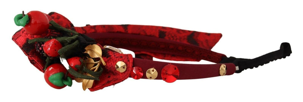 Dolce & Gabbana Rote Tiara Beere Frucht Kristall Schleife Haar Diadem Stirnband