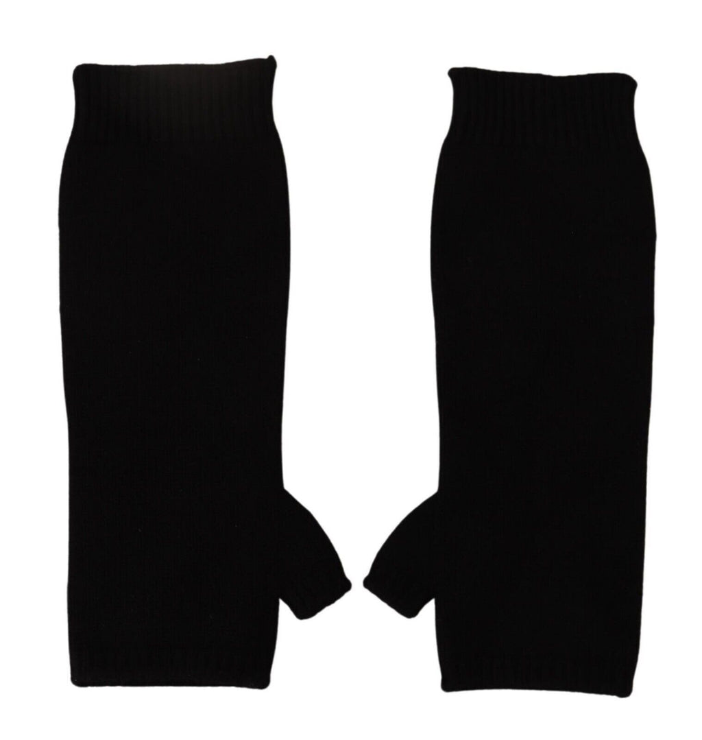 Dolce & Gabbana Elegante Schwarze Fingerlose Handschuhe aus Kaschmir