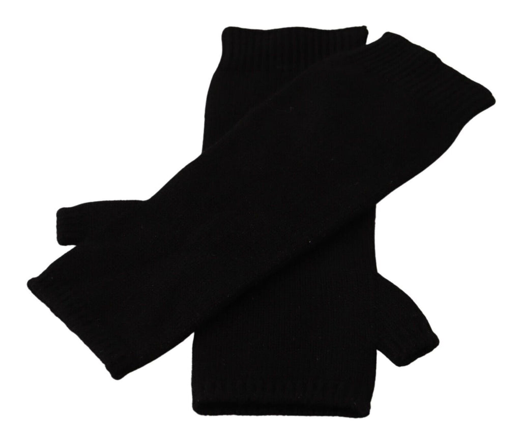 Dolce & Gabbana Elegante Schwarze Fingerlose Handschuhe aus Kaschmir