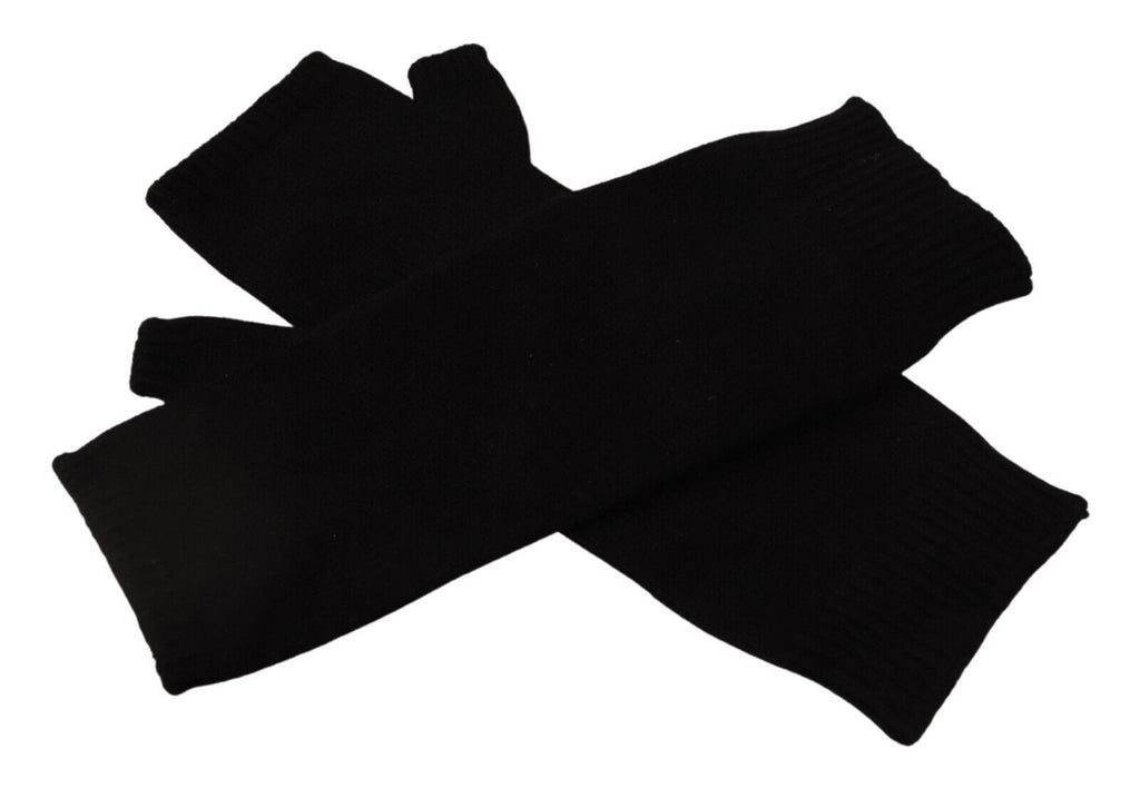 Dolce & Gabbana Elegante Schwarze Fingerlose Handschuhe aus Kaschmir