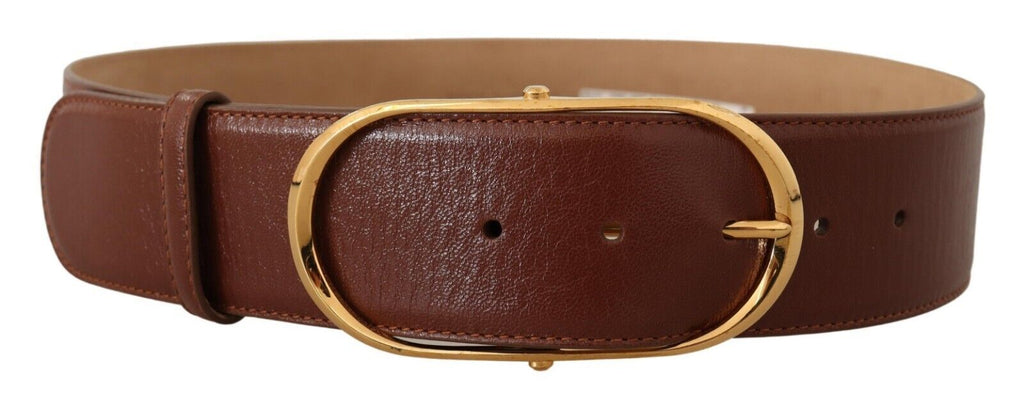 Dolce & Gabbana Brauner Ledergürtel mit ovaler Metallschnalle