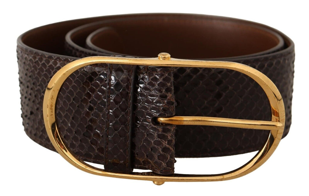 Dolce & Gabbana Brauner Exotenledergürtel mit ovaler Schnalle