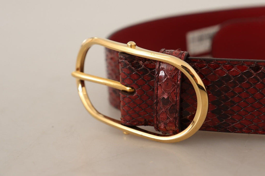 Dolce & Gabbana Roter Exotenledergürtel mit ovaler Schnalle