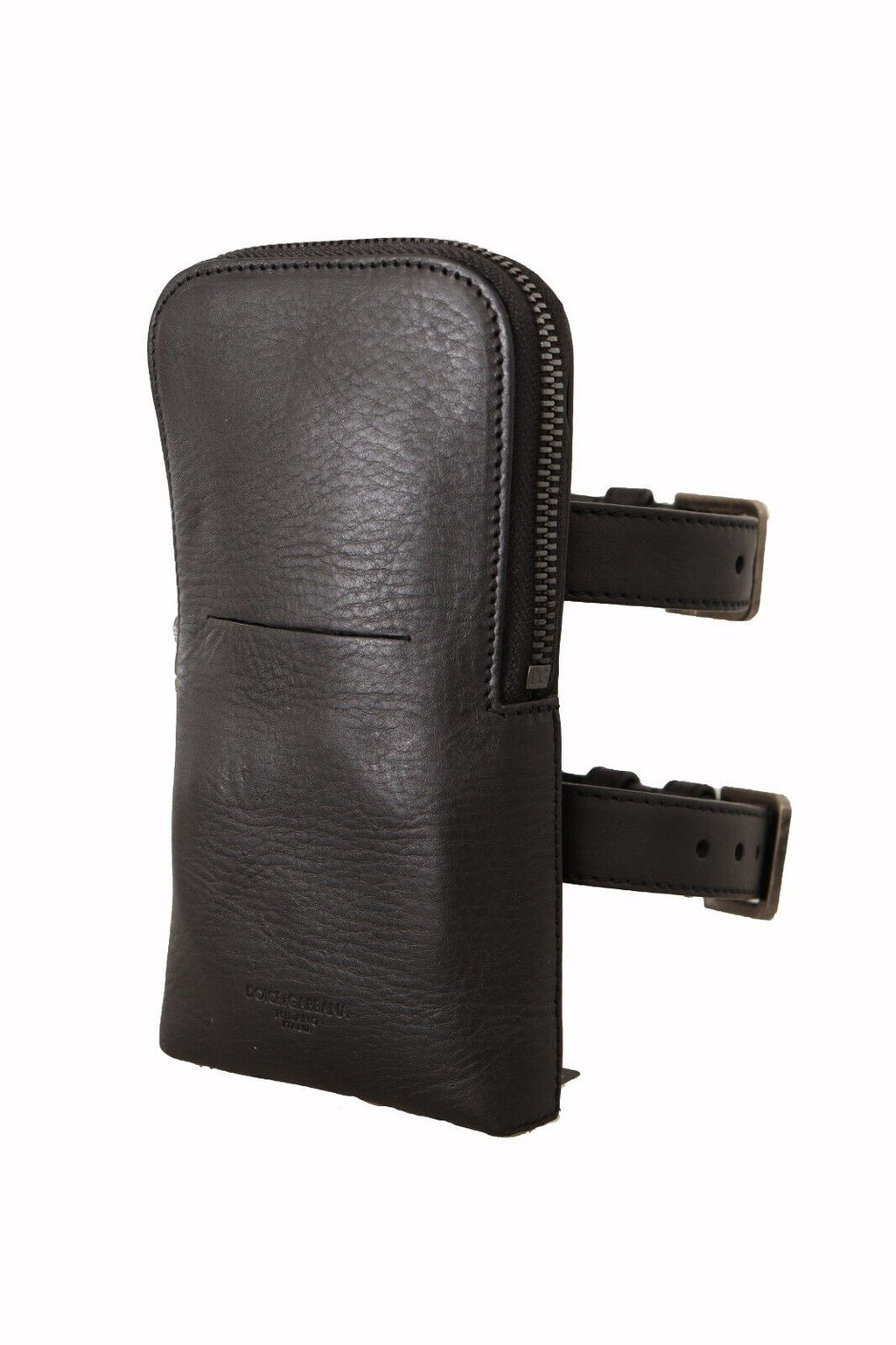 Dolce & Gabbana Schwarzes Leder Portemonnaie Double Belt Strap Multi Kit Wallet