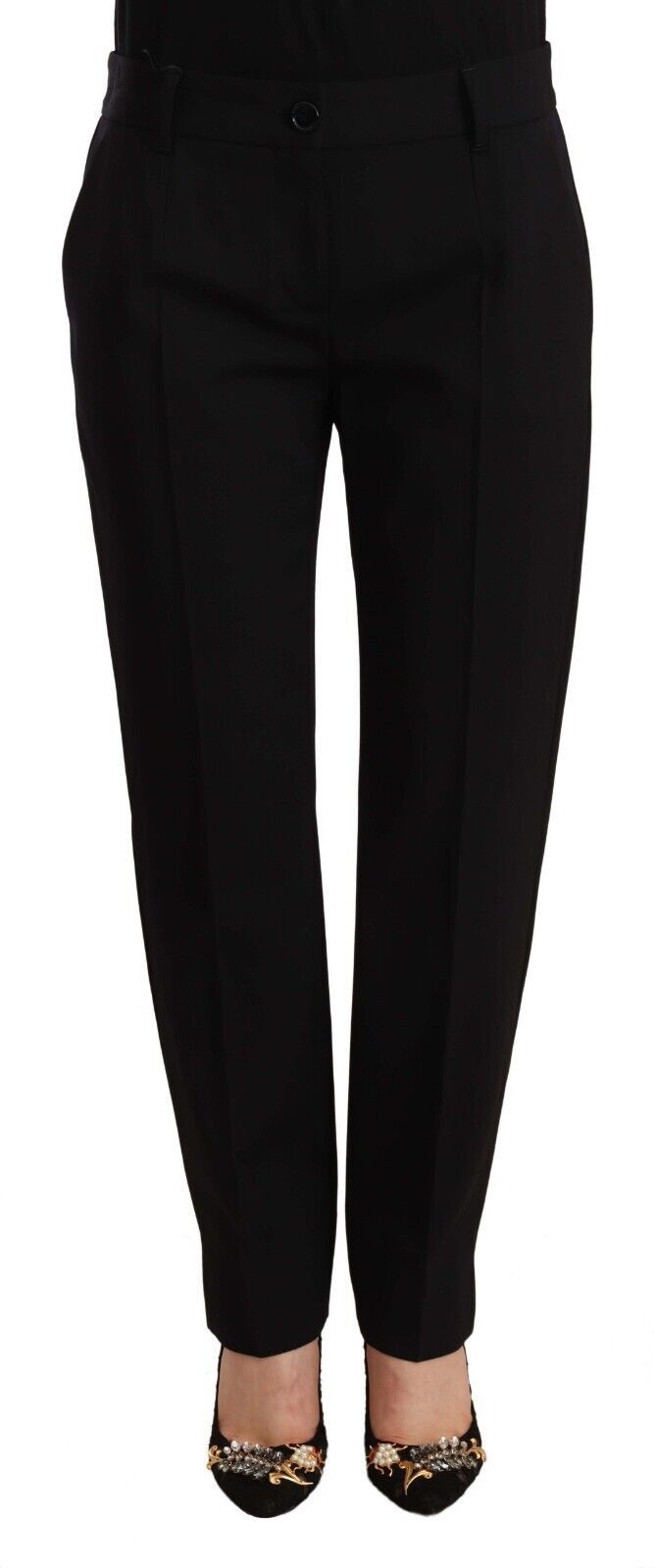 Dolce & Gabbana Schwarze Mid Waist Skinny Trouser Wollhose