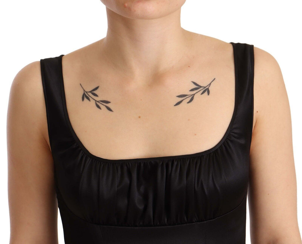 Dolce & Gabbana Schwarzes Seiden-Stretch-Scheide-Nixen-Midikleid