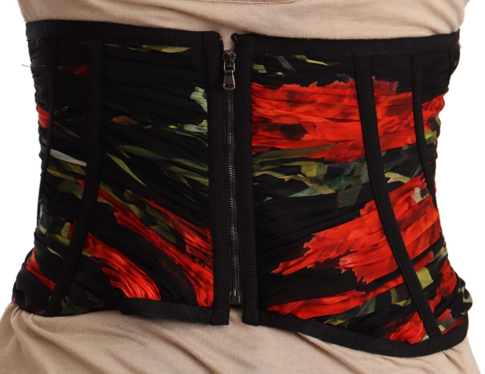 Dolce & Gabbana Schwarzes Korsett Gürtel Stretch Taille Riemen Seide Top