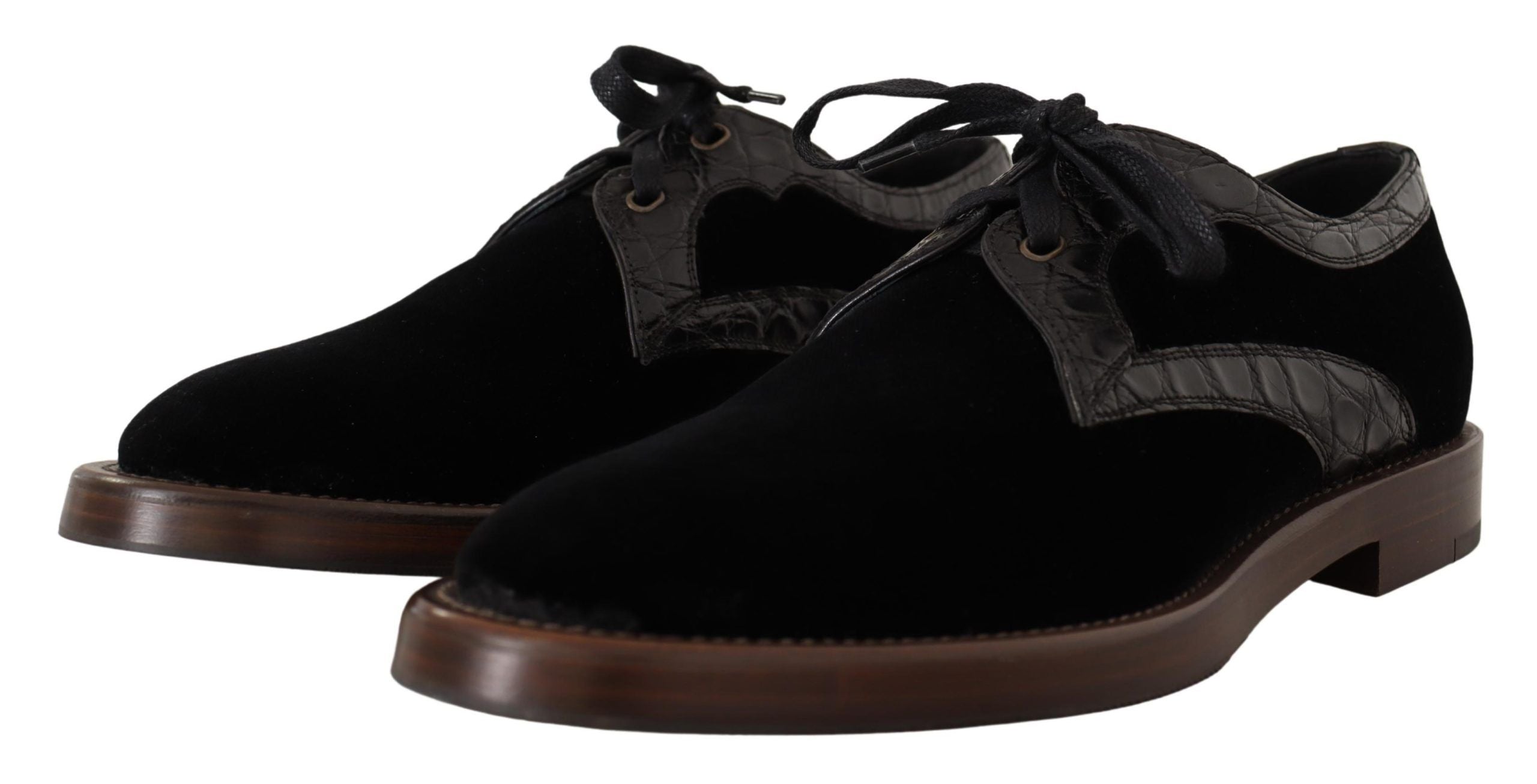 Dolce & Gabbana Exotische Lederschuhe aus schwarzem Samt