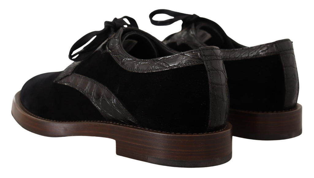 Dolce & Gabbana Exotische Lederschuhe aus schwarzem Samt