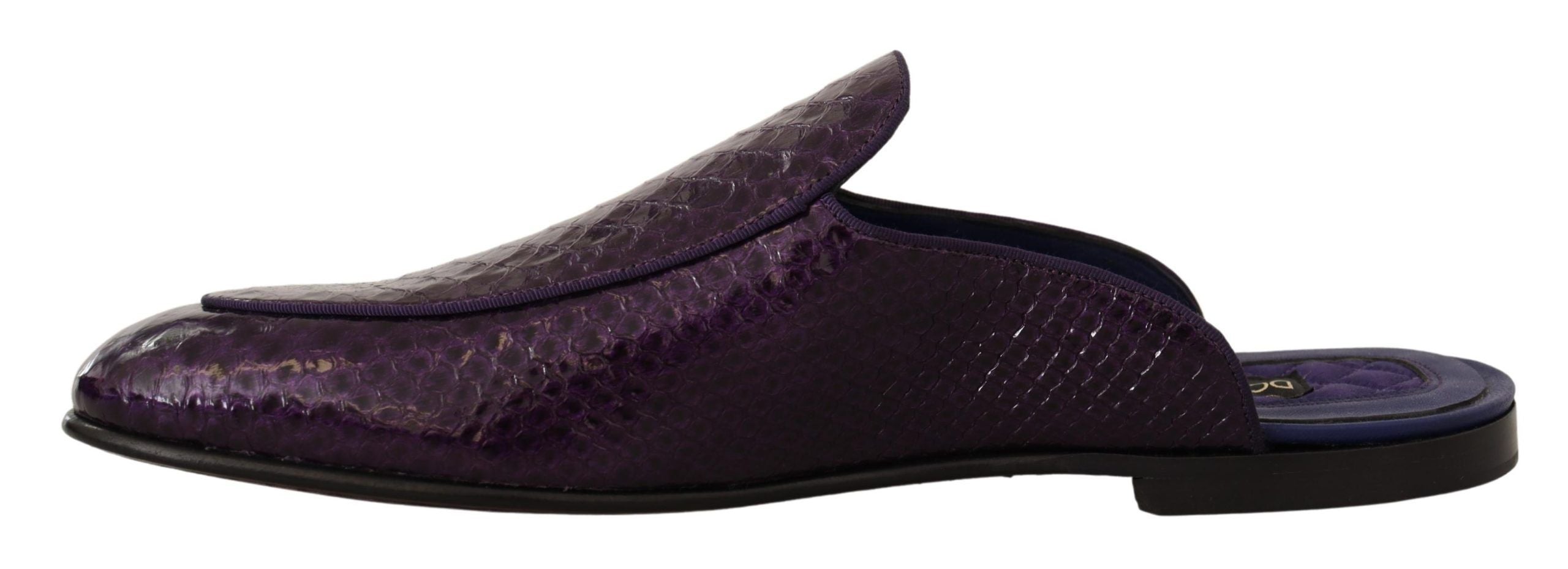 Dolce & Gabbana Lila Exotische Leder Flats Pantoletten Schuhe