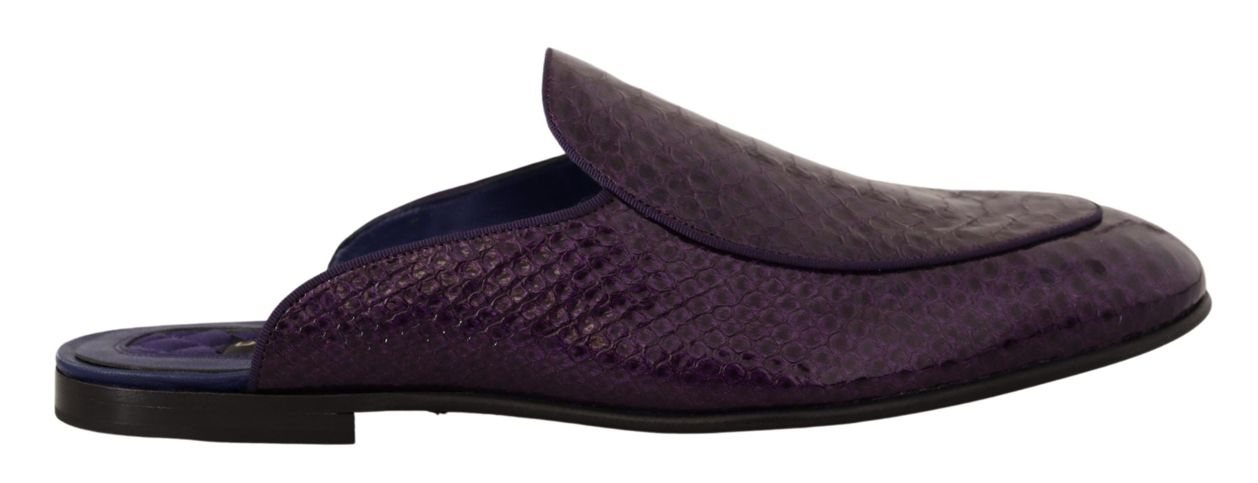Dolce & Gabbana Lila Exotische Leder Flats Pantoletten Schuhe