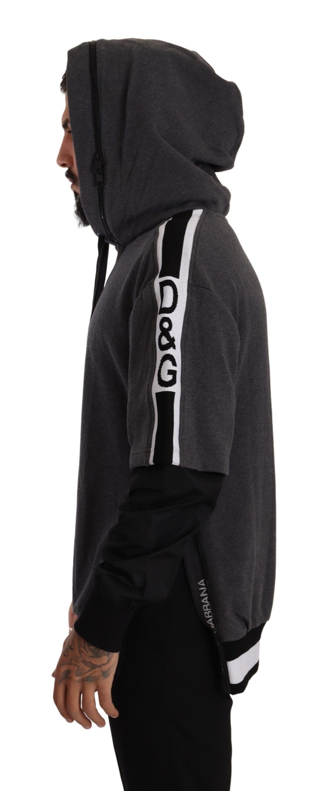 Dolce & Gabbana Grau Schwarz Baumwolle mit Kapuze #DGMILLENNIALS Pullover