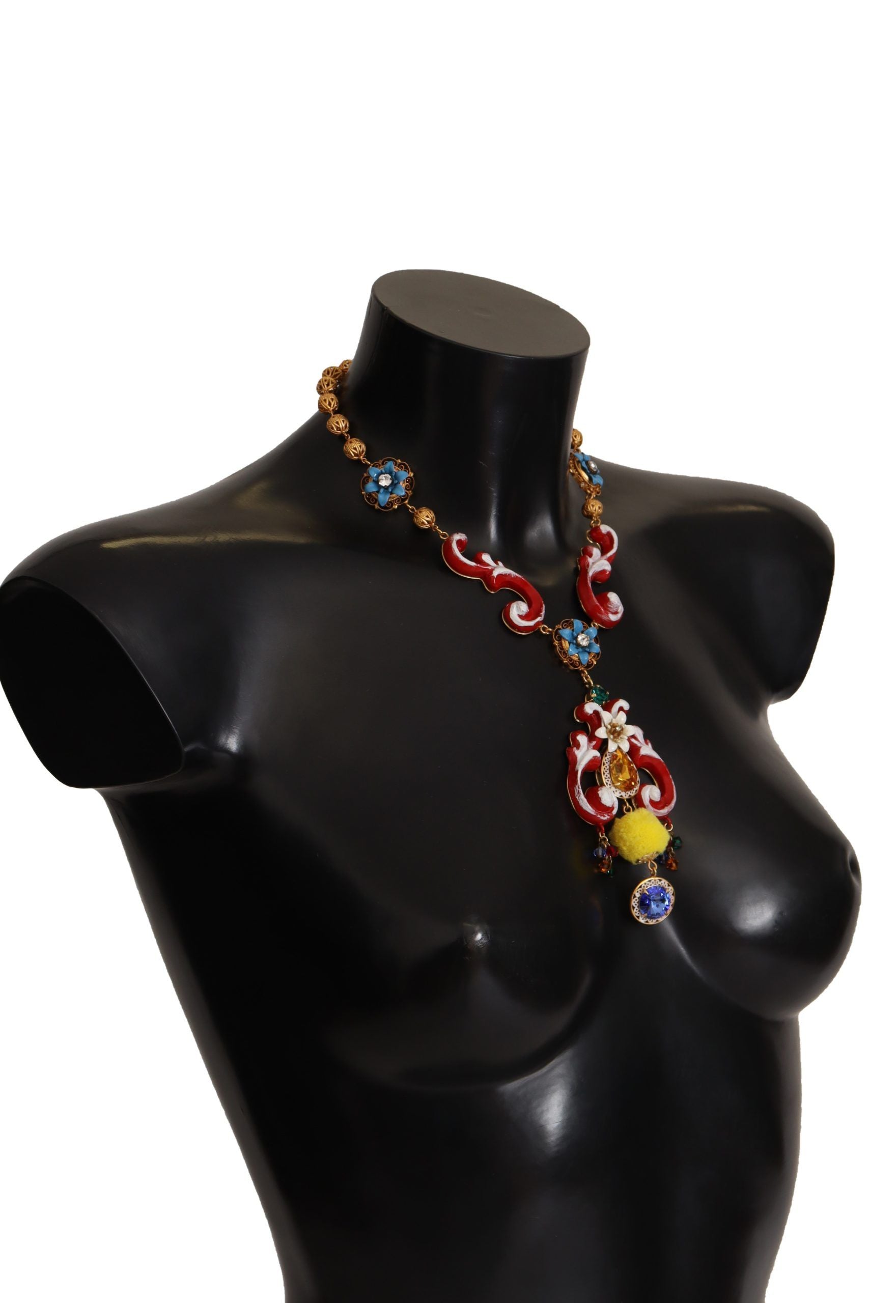 Dolce & Gabbana Goldmessing Carretto Sizilien Statement Kristallkette Halskette
