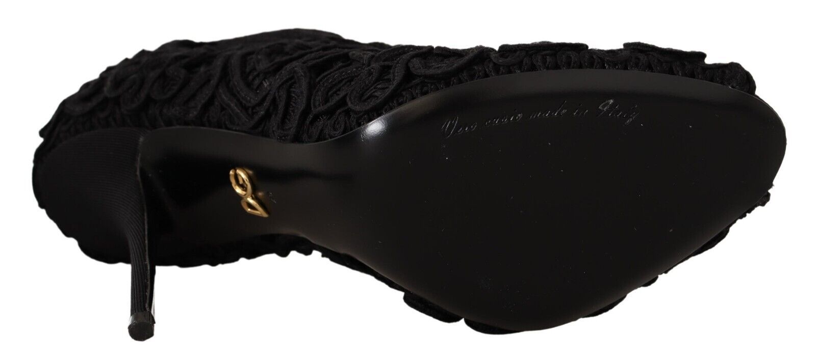 Dolce & Gabbana Schwarze Cordonetto Ricamo Pumps Offene Zehen Schuhe