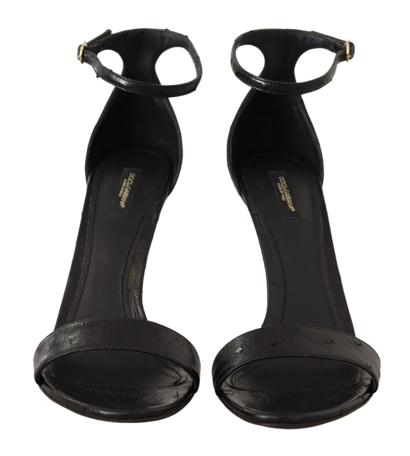 Dolce & Gabbana Schwarz Strauß Knöchelriemen Heels Sandalen Schuhe
