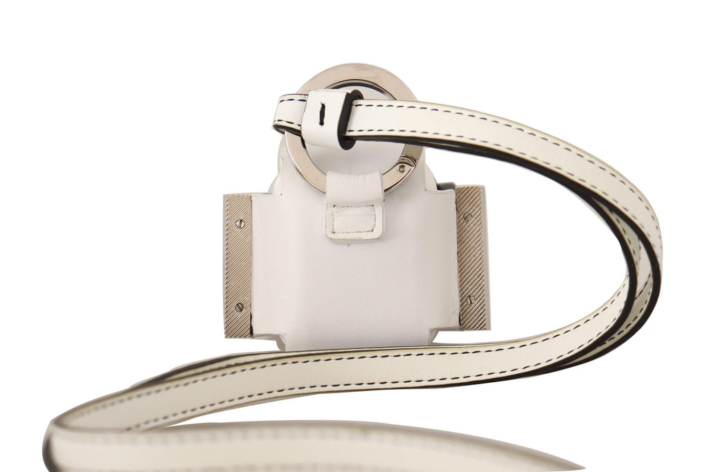 Dolce & Gabbana Weiß Schwarz Lederband Silber Metall Logo Airpods Fall