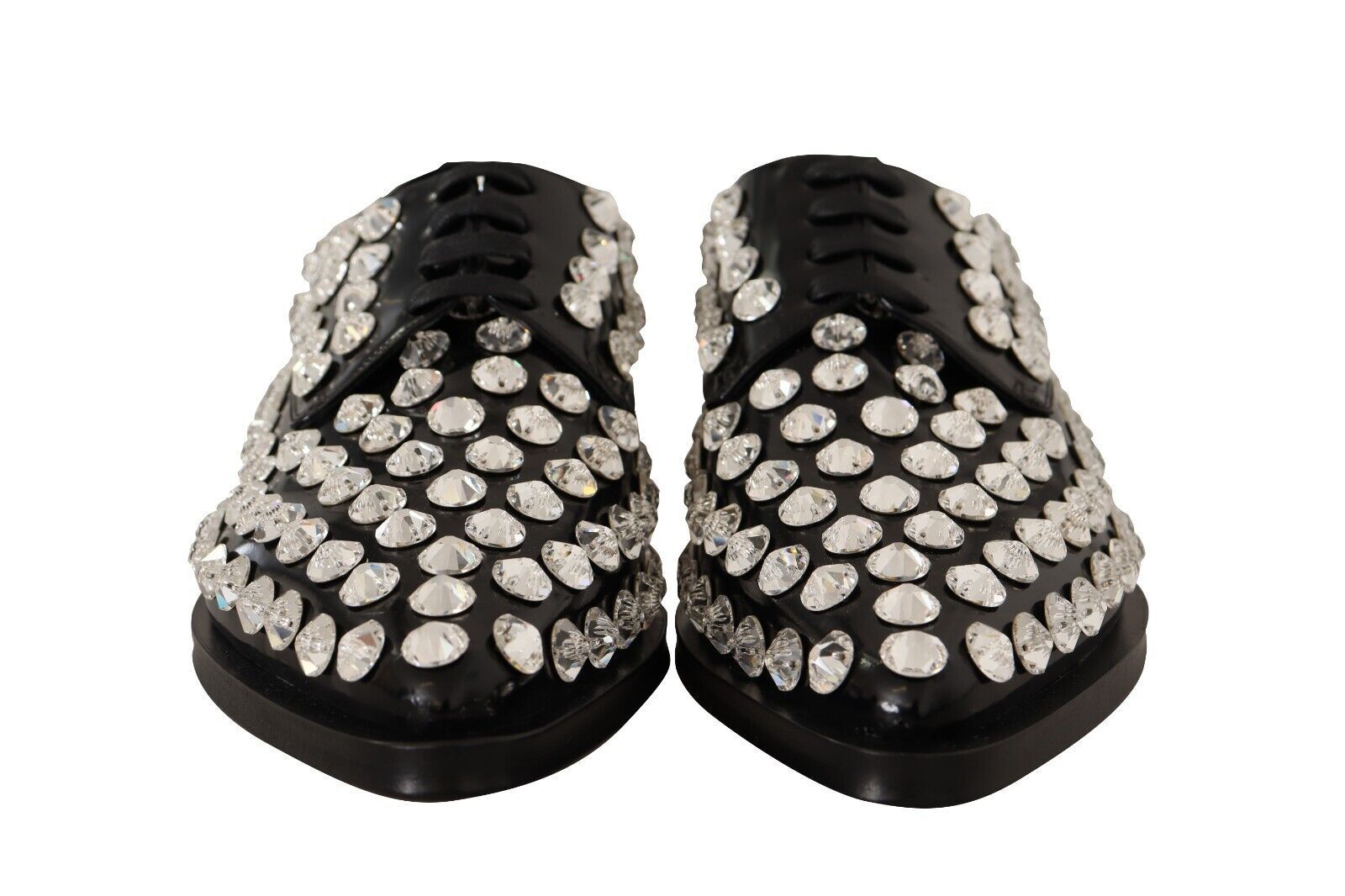 Dolce & Gabbana Schwarz Leder Kristalle Schnürschuhe Formal Schuhe