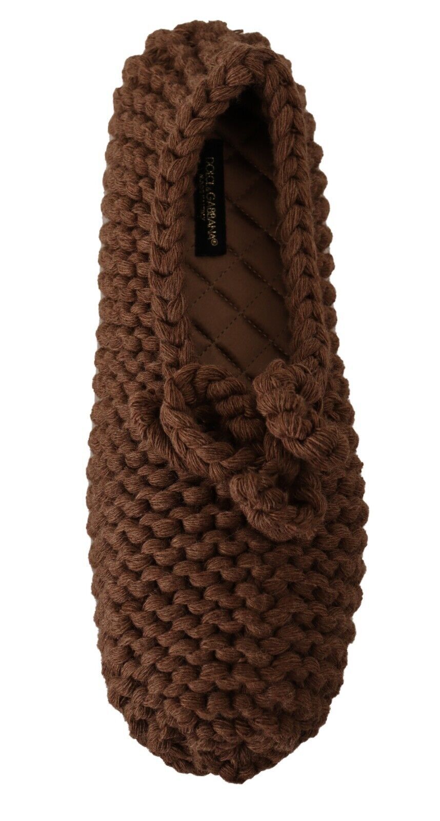 Dolce & Gabbana Braun Slip On Ballerina Flats Wolle stricken Schuhe