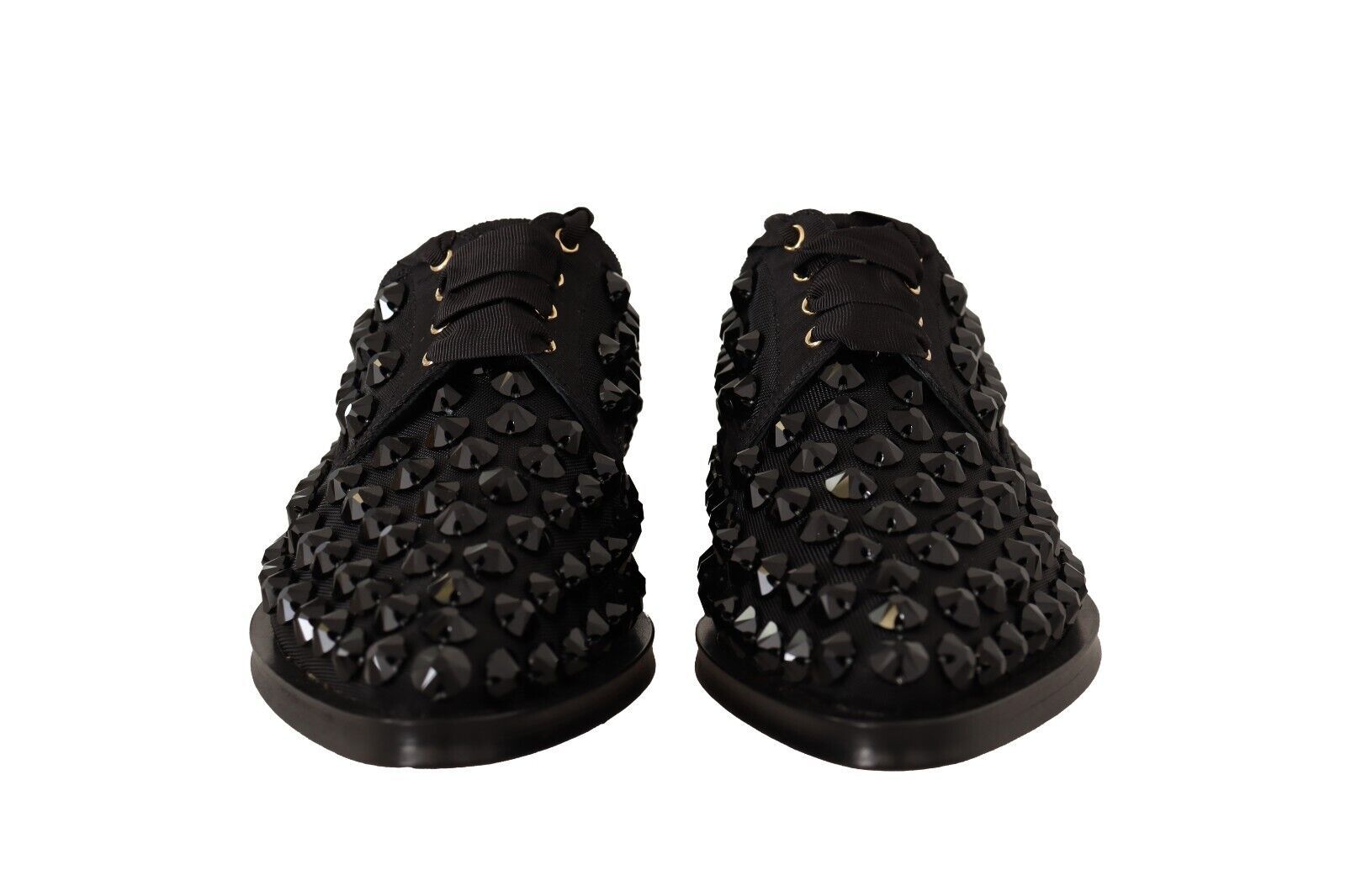 Dolce & Gabbana Schwarze Schnürschuhe mit Nieten Formal Flats Schuhe