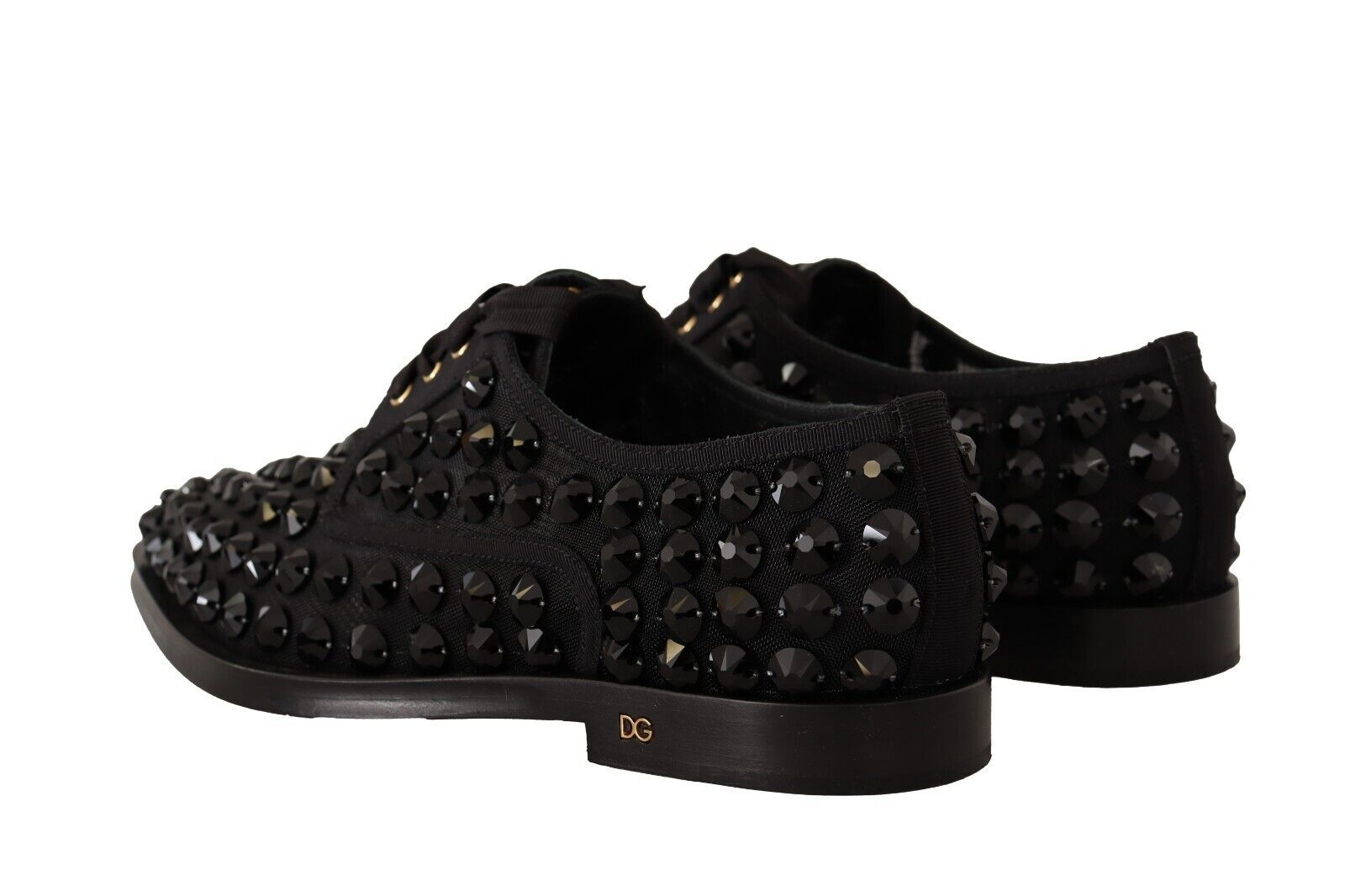 Dolce & Gabbana Schwarze Schnürschuhe mit Nieten Formal Flats Schuhe