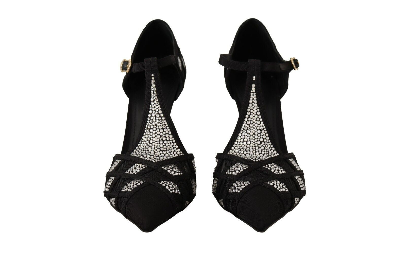 Dolce & Gabbana Schwarz Kristalle T-strap Heels Pumps Schuhe