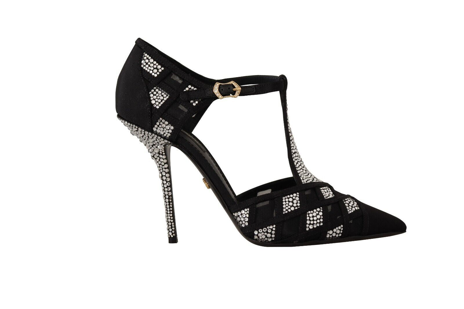 Dolce & Gabbana Schwarz Kristalle T-strap Heels Pumps Schuhe