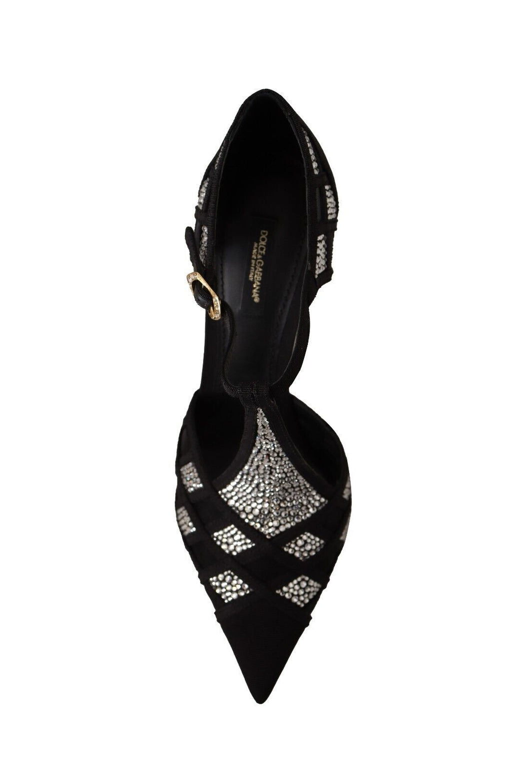 Dolce & Gabbana Schwarz Kristalle T-strap Heels Pumps Schuhe