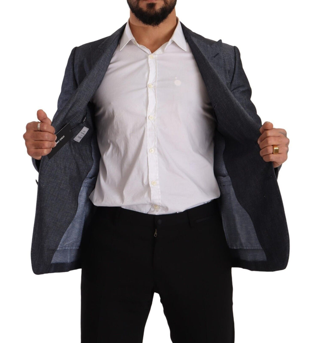 Dolce & Gabbana Blaue Leinen-Baumwoll-Jacke TAORMINA Blazer