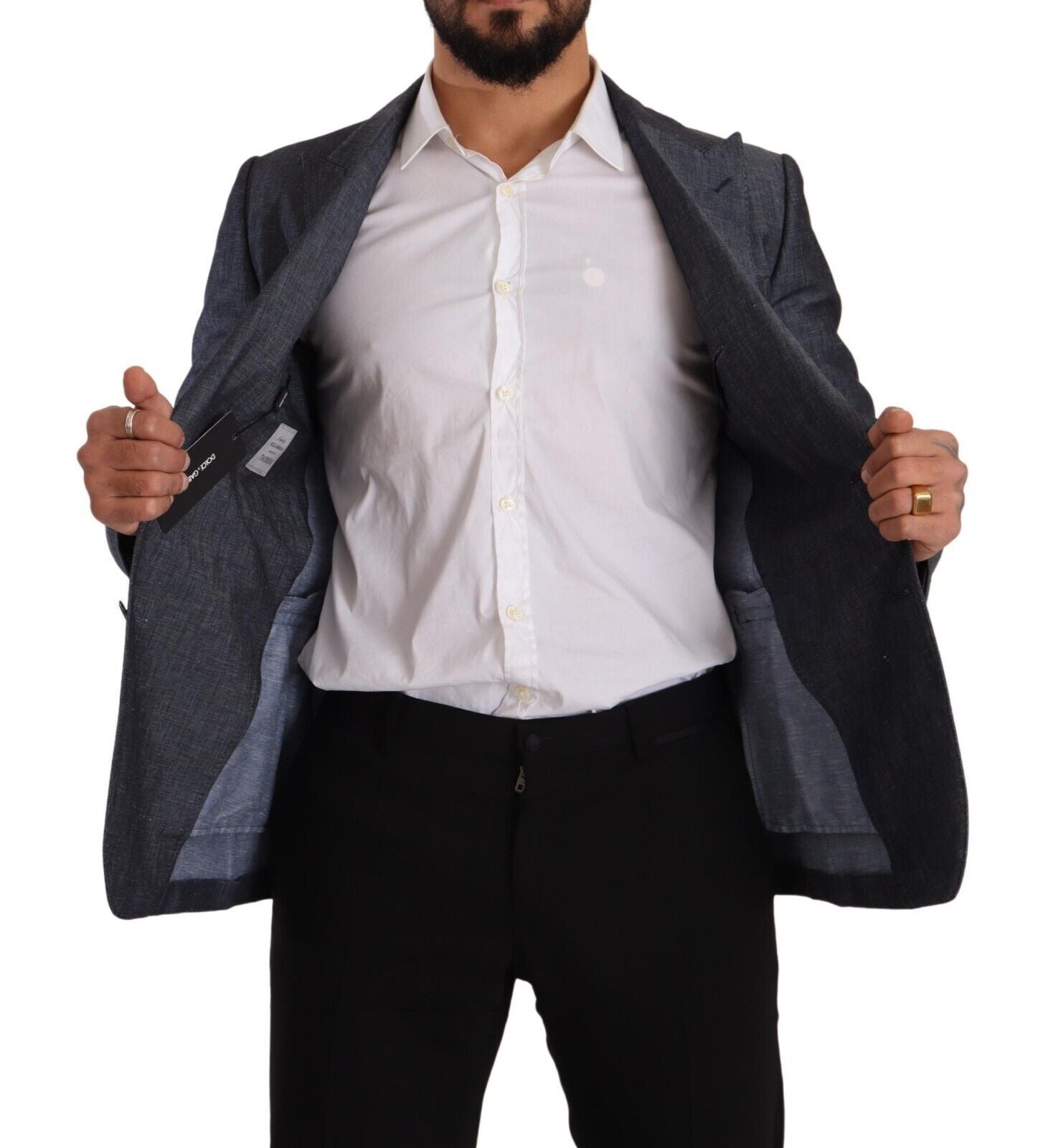 Dolce & Gabbana Blaue Leinen-Baumwoll-Jacke TAORMINA Blazer